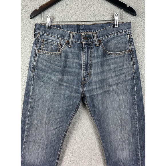 Levis 505 Jeans Mens 32x30 Straight Leg Medium Wash Denim Classic Grunge Rugby